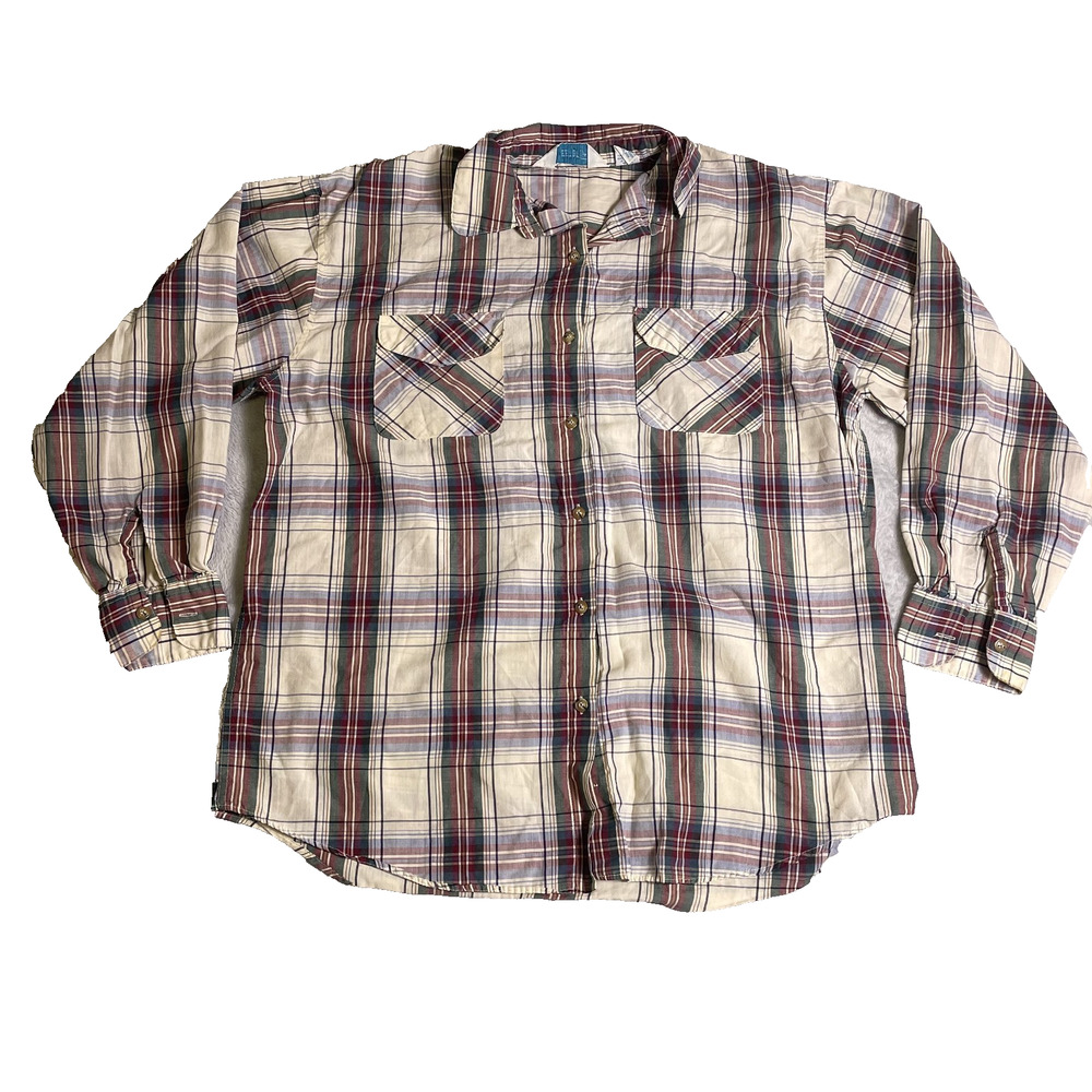 Vintage Sweet Briar Button Up Flannel Womens 12 Plaid Red Green Outdoor Grunge